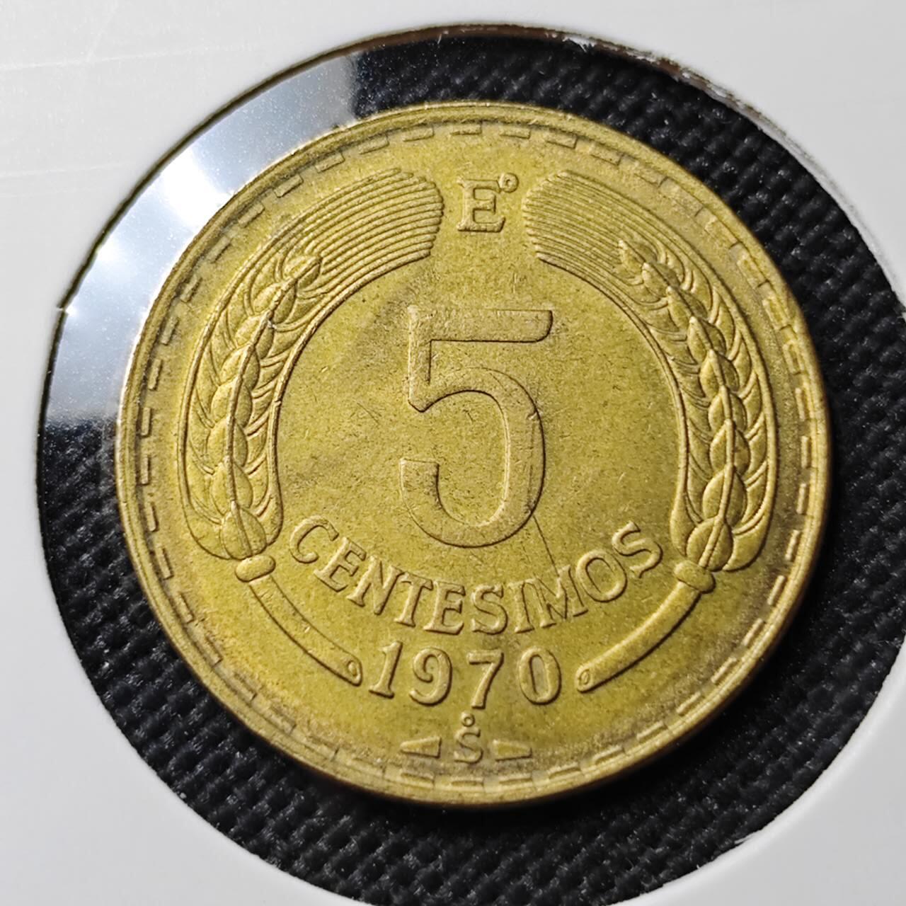 KK钱币收藏小铺  第387期  2月预留时间 周末发货  1970智利5分铜币