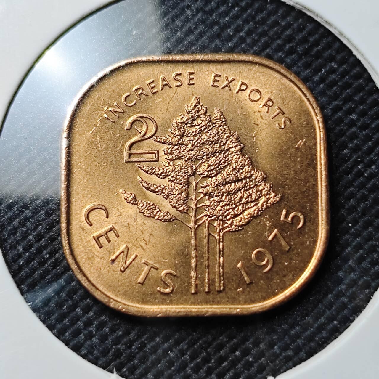 KK钱币收藏小铺  第387期  2月预留时间 周末发货  1975斯威士兰2分铜币 好品