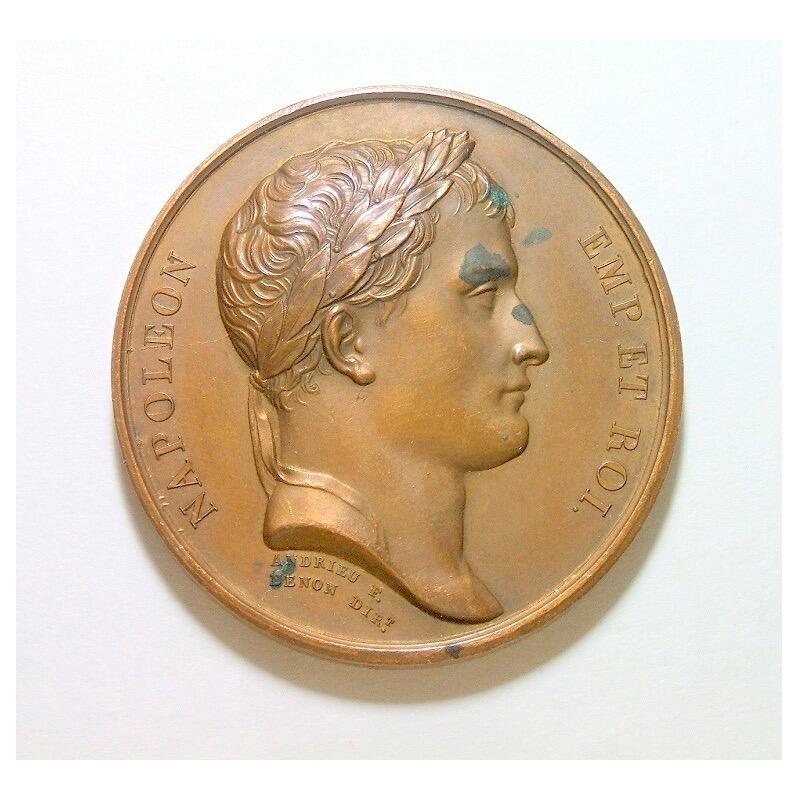 【旋风钱币】1月10日19:00准时开拍 精美欧洲币章、银币银章、第三帝国钱币等 全场包邮！ 【艺术】法国艺术大章1805年 拿破仑金叶冠 征服维也纳高浮雕精制大铜章 40MM