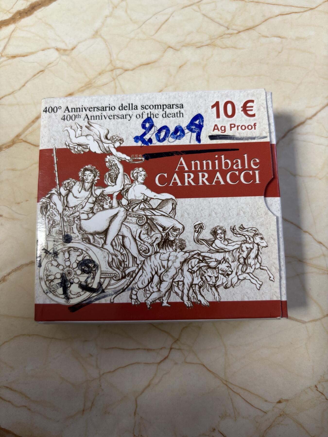 第187期拍卖 意大利2009年画家卡拉奇逝世400周年精制纪念银币，925银，22克，发行9000枚