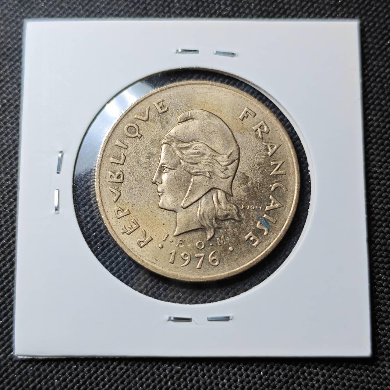 KK钱币收藏小铺  第387期  2月预留时间 周末发货  1976法属波利尼西亚100法郎