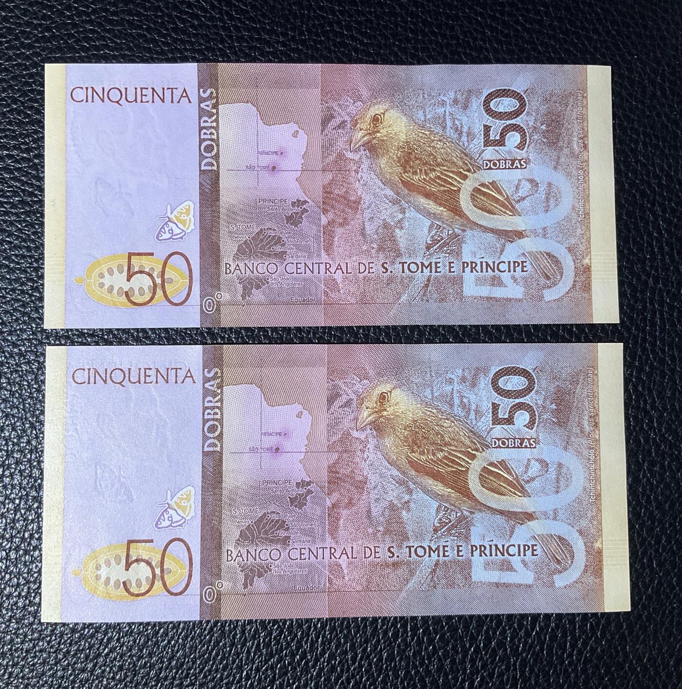 【礼羽收藏】🌏世界钱币拍卖第118期 圣多美和普林西比 2016年50杜普拉，刀拆UNC乱蛇号二张
