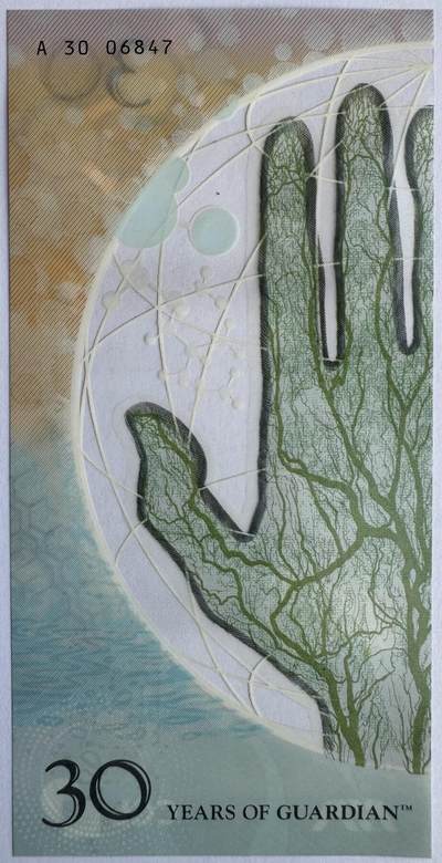 2026第1场（总第228期）：精品测试钞、外钞、塑料钞、连体钞综合场 - 红色荧光/CCL塞卡瑞希 “Guardian塑料钞发行30周年～手型”塑料测试钞UNC