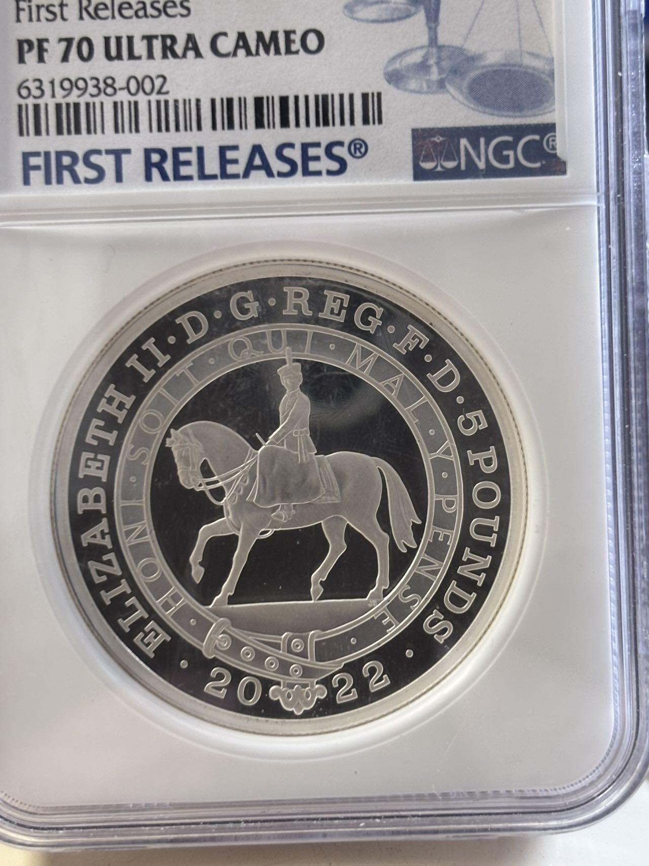 第187期拍卖 英国2022年伊丽莎白二世登基70周年2盎司纪念银币NGC-PF70无盒无证书，999银，发行1000枚