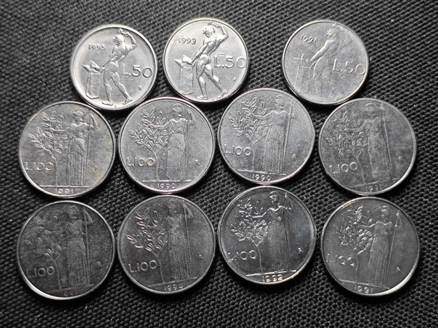 KK钱币收藏小铺  第387期  2月预留时间 周末发货  意大利小50/100里拉一组11枚