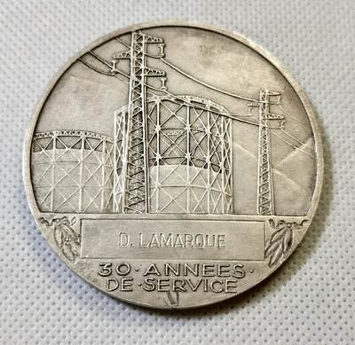 甄臻铺-世界币章拍卖（第46期）送拍享返佣金等优惠多多（1月10日精品场，敬请期待） 法国电力公司镀银大铜章 55mm 70g，细节见图