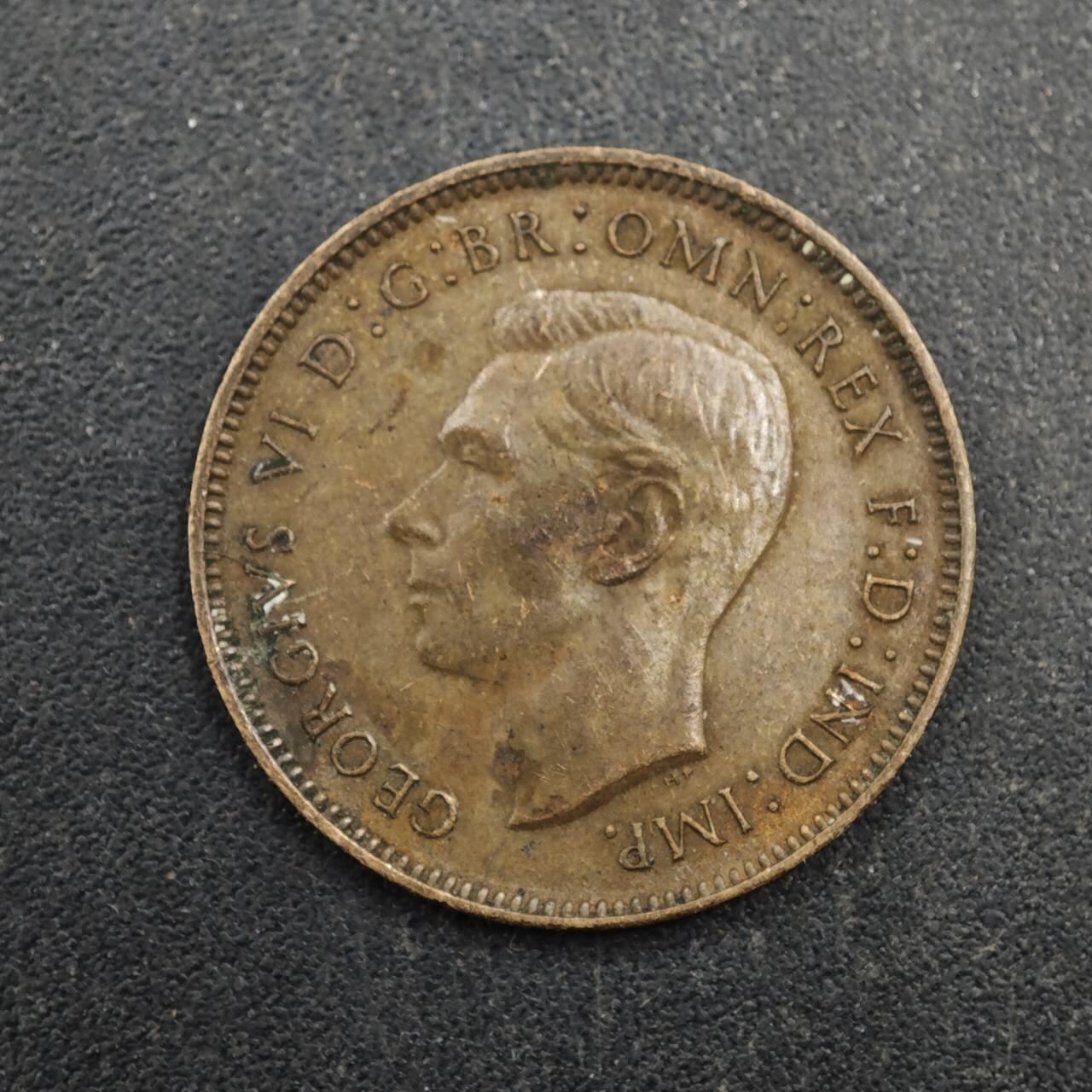 【淘币小摊】实时拍第八百四十三拍   散币场   满百包邮可预留二周 每周一统一发货   英国1943年乔治六世法新铜币