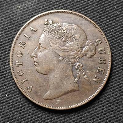 KK钱币收藏小铺  第399期  百期特拍（四拍之三）2月预留时间 周末发货 -  1884英属海峡维多利亚女王1分铜币