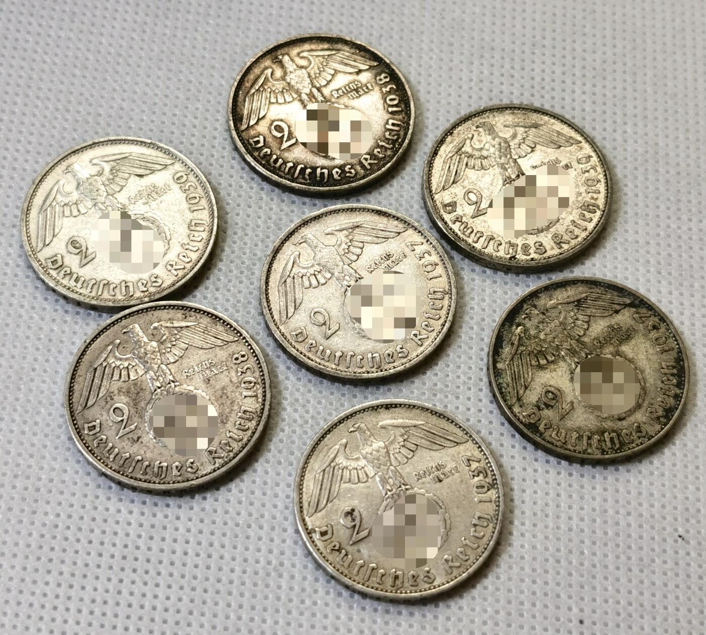 甄臻铺-世界币章拍卖（第46期）送拍享返佣金等优惠多多（1月10日精品场，敬请期待） 德国兴登堡加字2马克，7枚一组，细节见图