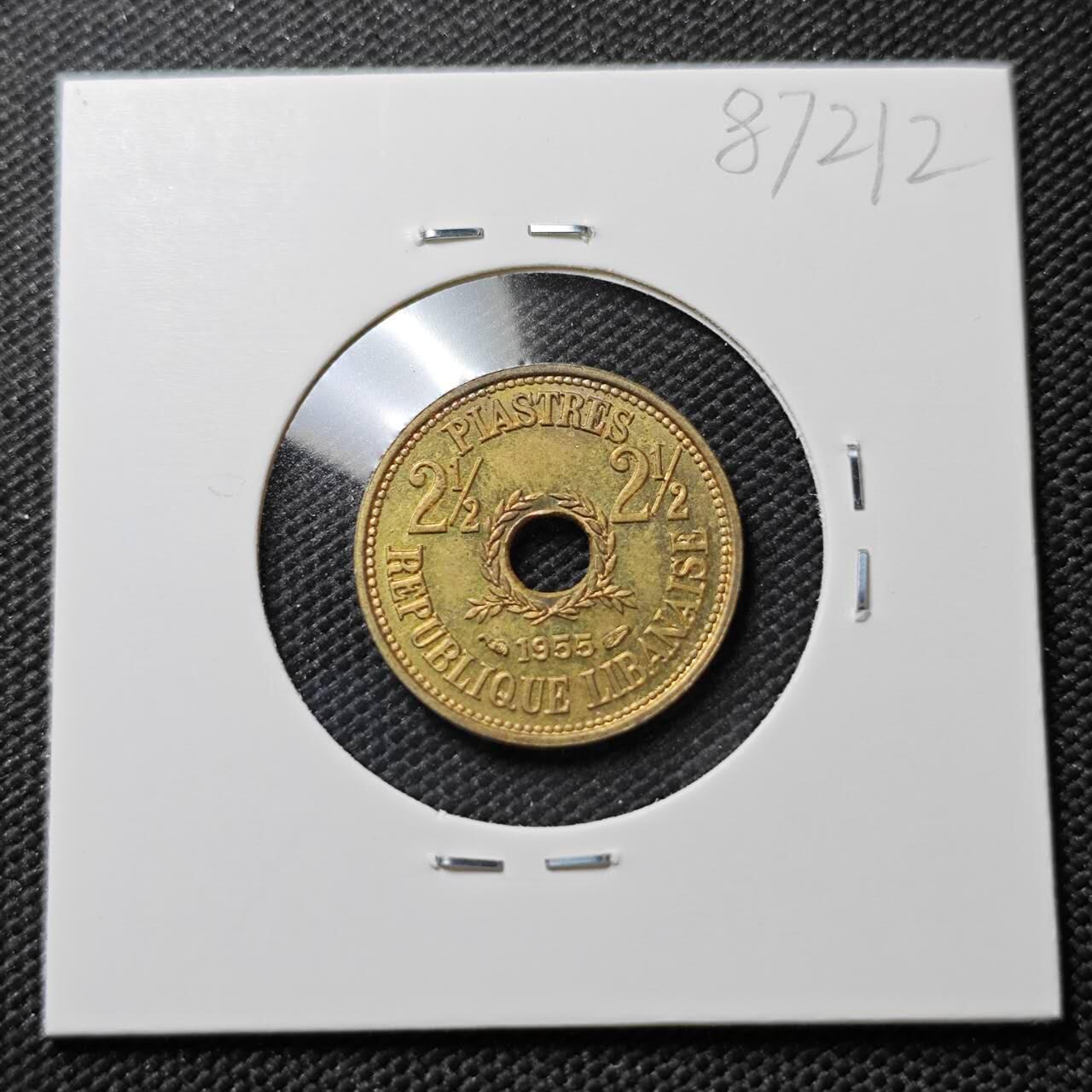 KK钱币收藏小铺  第387期  2月预留时间 周末发货  1955黎巴嫩2.5皮铜币