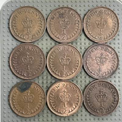 2026年第5场各国散币拍卖（总第155场） - 英国1/2便士9枚