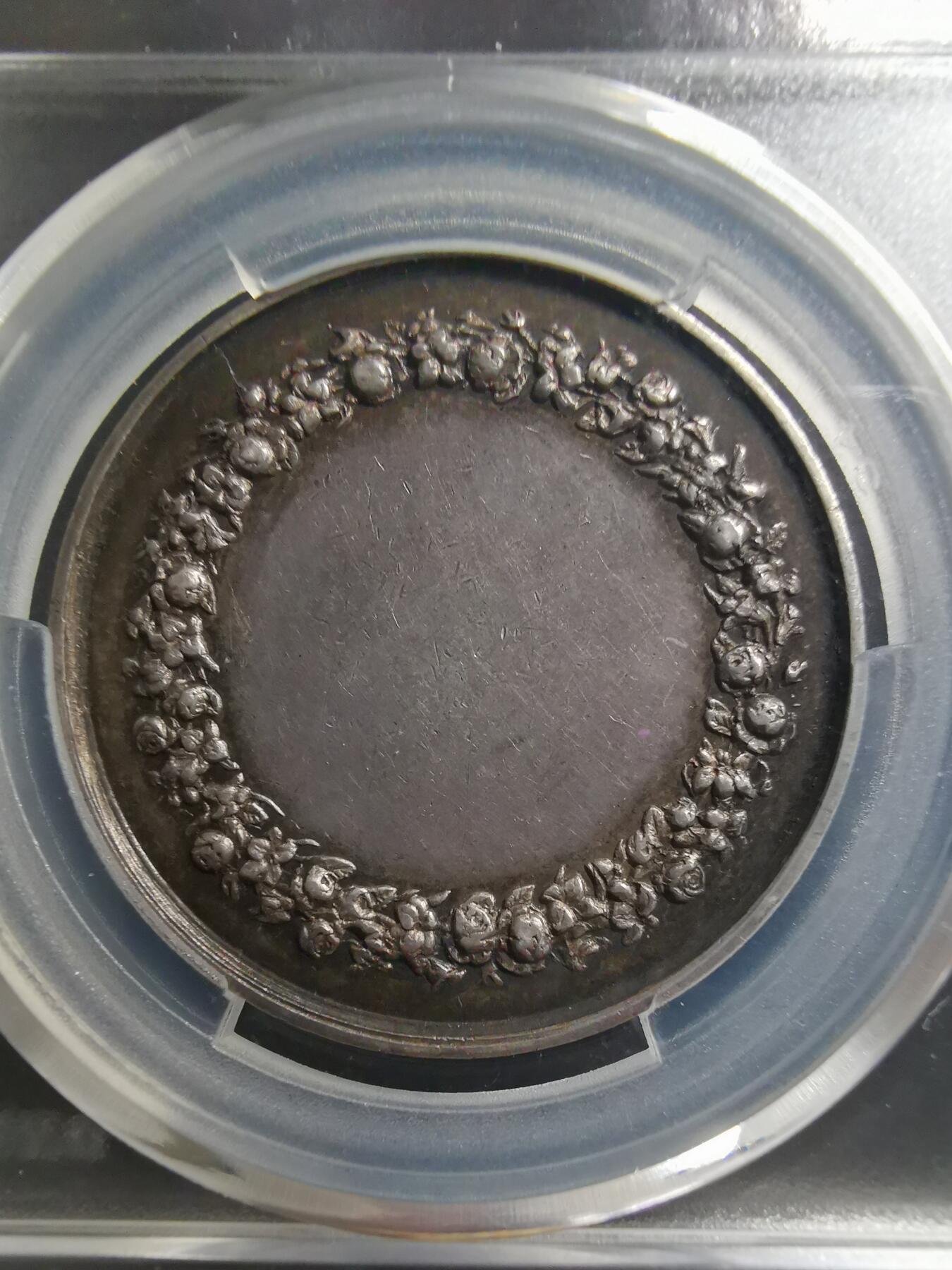 19世纪法国结婚纪念章 银章 直径：33mm，重量：15.6g金盾评级MS60