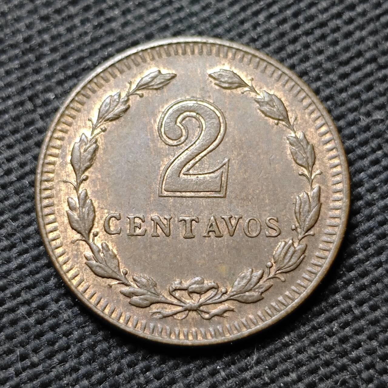 KK钱币收藏小铺  第399期  百期特拍（四拍之三）2月预留时间 周末发货  1945阿根廷2分铜币 退光状态