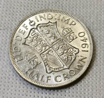 甄臻铺-世界币章拍卖（第46期）送拍享返佣金等优惠多多（1月10日精品场，敬请期待） 英国1940年乔治六世半克朗银币，细节见图