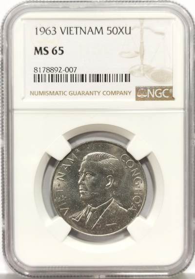 博洋堂世界钱币拍卖第156期（全场包邮） - NGC MS65 越南1963年吴庭艳50XU铝币，收藏级高分