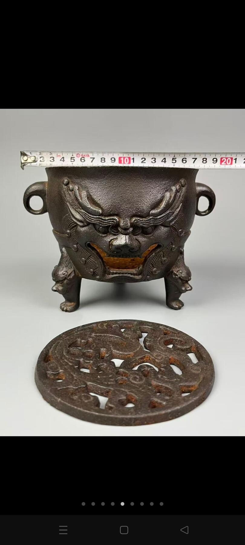 旧藏【京剧脸谱铜壶+铸铁炉】整套，全品完整，实拍如图！