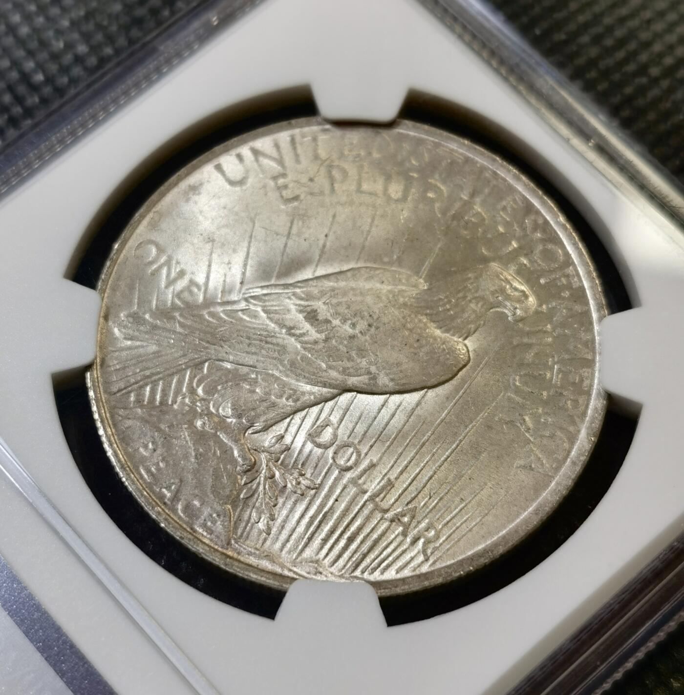 甄臻铺-世界币章拍卖（第46期）送拍享返佣金等优惠多多（1月10日精品场，敬请期待） NGC-MS63 美国 1922年 1美元 和平银币 转光明显 鹰面银霜感强