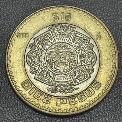 回流20260108 - 墨西哥1999年10比索双金属币 阿兹特克太阳历石（Piedra del Sol）