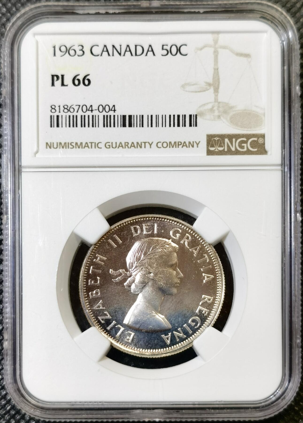 甄臻铺-世界币章拍卖（第46期）送拍享返佣金等优惠多多（1月10日精品场，敬请期待） NGC-PL66 1963年加拿大50分银币