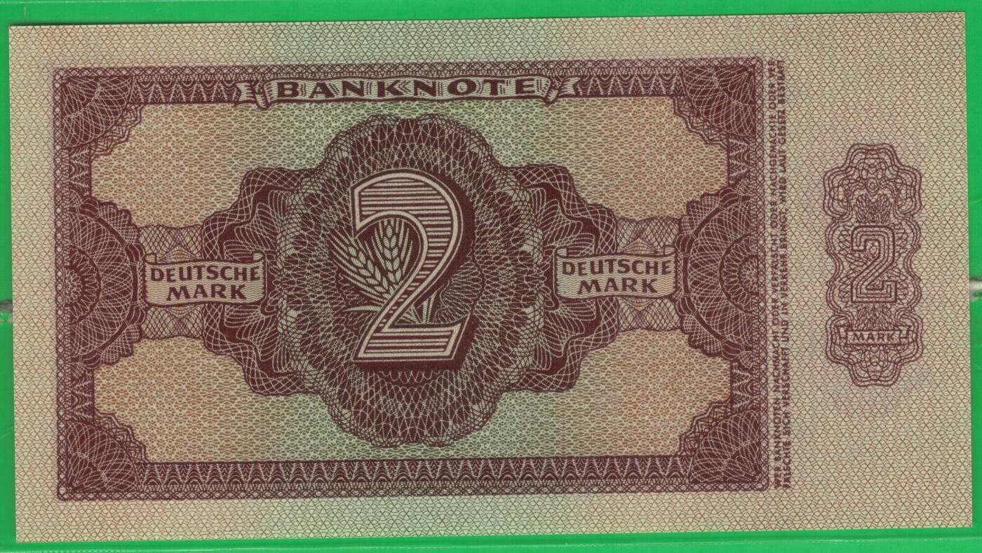 德国(东德 民主德国)1948年2马克 P-8b 七位号码 无4 实物图 UNC