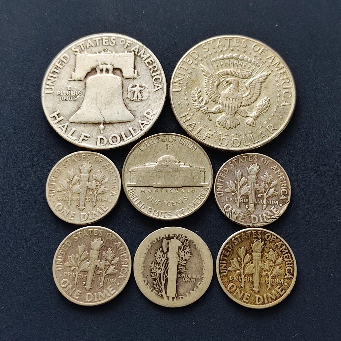 【全场包邮】纯粹捡漏拍493场 美国各年份银币8枚一组【纯银价约519元（按18元银价折算）】