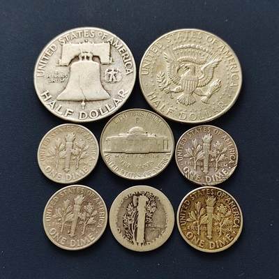 【全场包邮】纯粹捡漏拍493场 - 美国各年份银币8枚一组【纯银价约519元（按18元银价折算）】