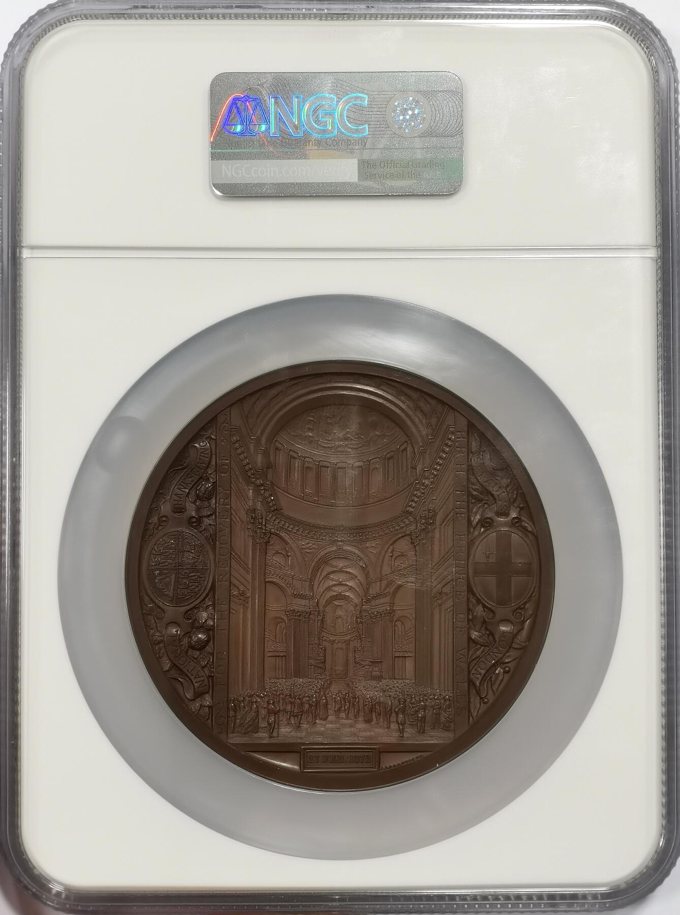 博洋堂世界钱币拍卖第156期（全场包邮） NGC MS64 英国1872年伦敦金融城大铜章 威尔士王子康复感恩纪念大铜章，发行量仅三四百枚