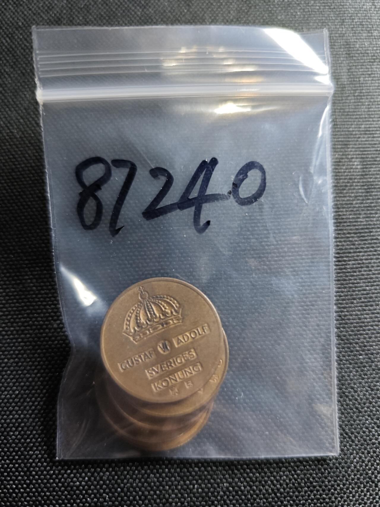 KK钱币收藏小铺  第387期  2月预留时间 周末发货  瑞典2欧尔铜币5枚