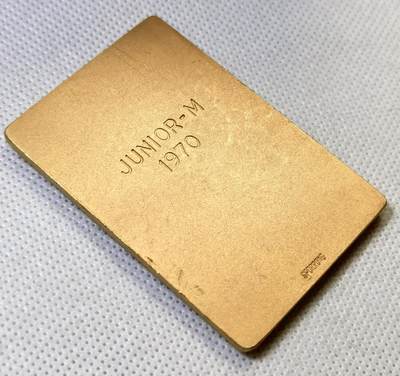 甄臻铺-世界币章拍卖（第46期）送拍享返佣金等优惠多多（1月10日精品场，敬请期待） 瑞典东日德兰射击协会镀金方形大铜章 尺寸62×43mm 重量83.5g，细节见图