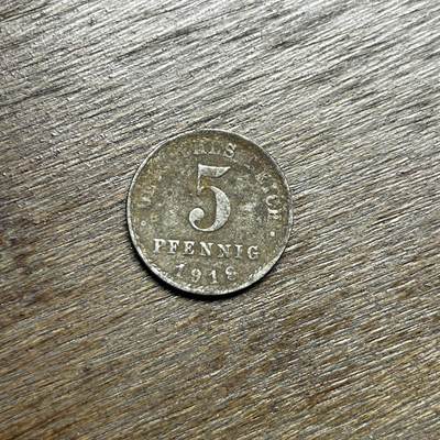【铜匠收藏】★第135场★散币场，不寄存！！无佣金，30包邮。不满30元，支付5元运费。《接受代拍 代送NGC评级》 - 1918 A 德国 5芬尼 铁币