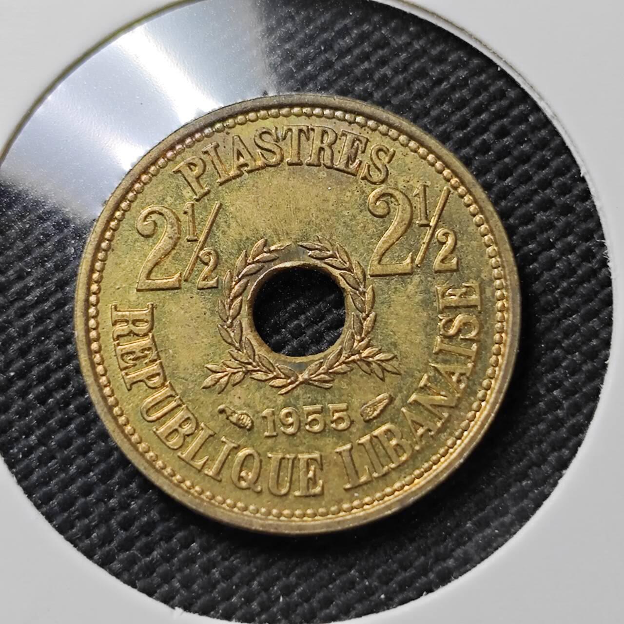 KK钱币收藏小铺  第387期  2月预留时间 周末发货  1955黎巴嫩2.5皮铜币