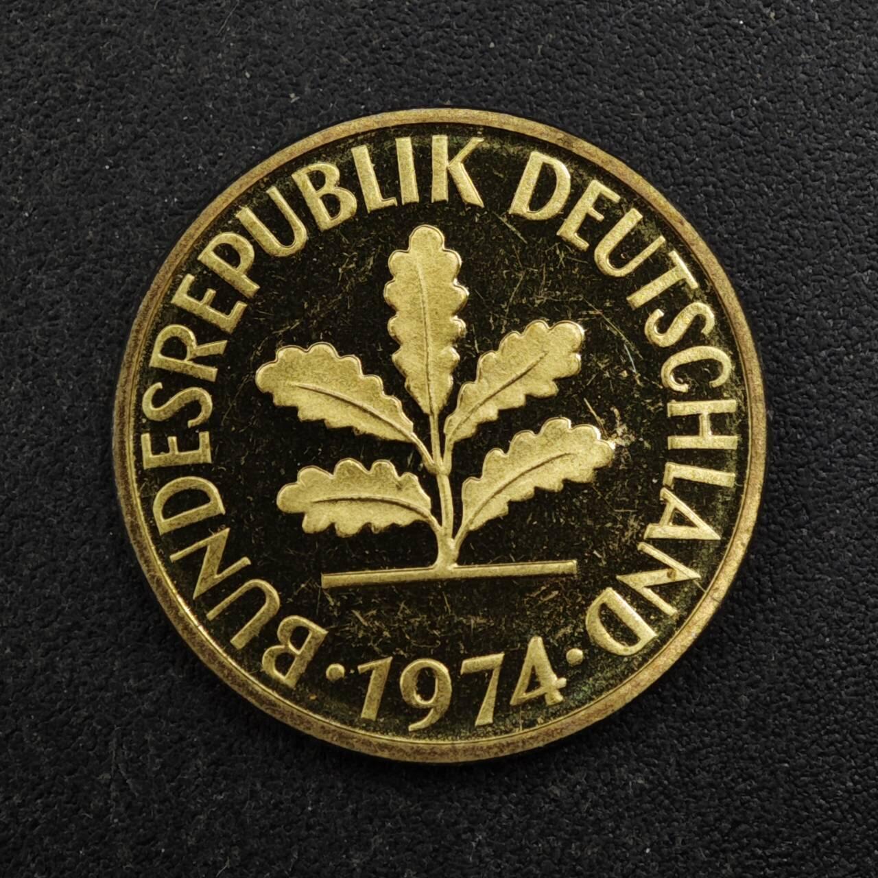 【淘币小摊】实时拍第八百四十三拍   散币场   满百包邮可预留二周 每周一统一发货   德国1974年5芬妮精制铜币