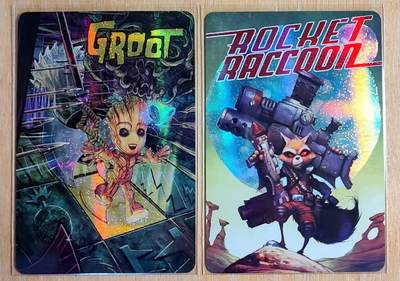 满200包邮！龙虎卡牌-七一场（满200元包邮，无佣金，每周六结拍，欢迎送拍） - 纱布闪2张  银河护卫队 格鲁特&浣熊