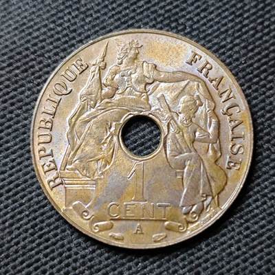 KK钱币收藏小铺  第399期  百期特拍（四拍之三）2月预留时间 周末发货 -  1938法属印支百分之一铜币 好品