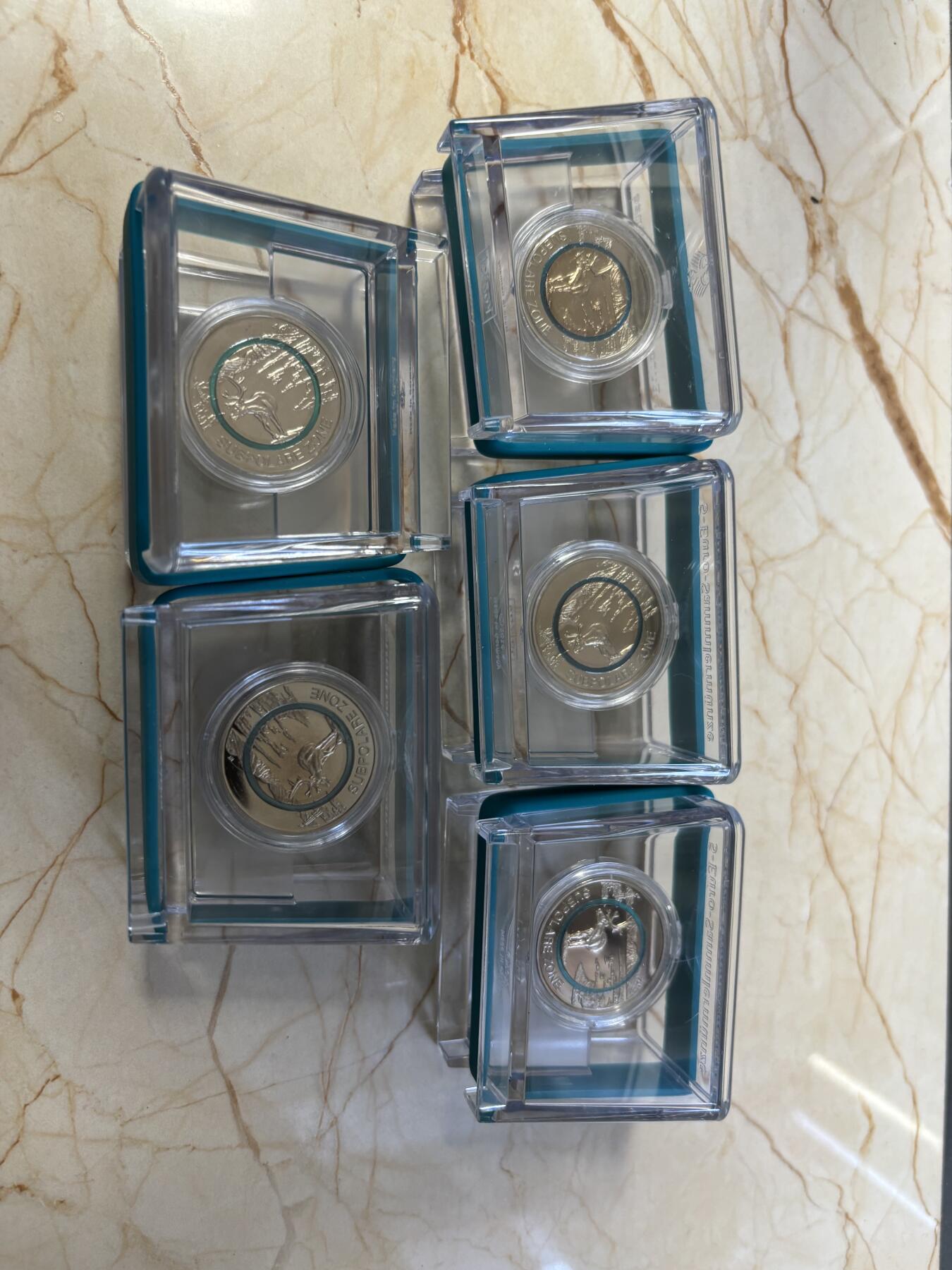 第187期拍卖 德国2020年地球气候带4亚寒带蓝绿环精制币5枚