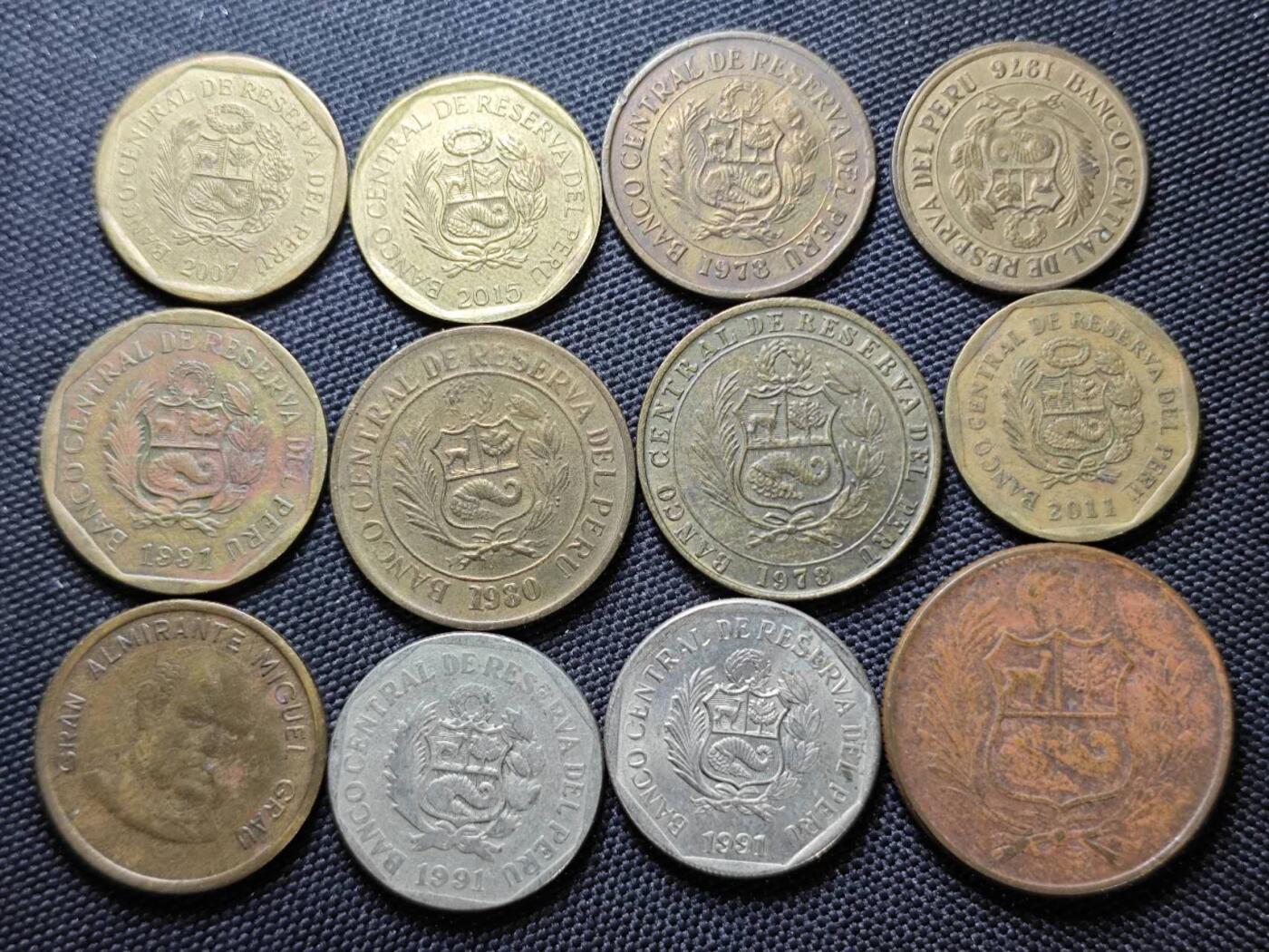 KK钱币收藏小铺  第387期  2月预留时间 周末发货  秘鲁一组12枚