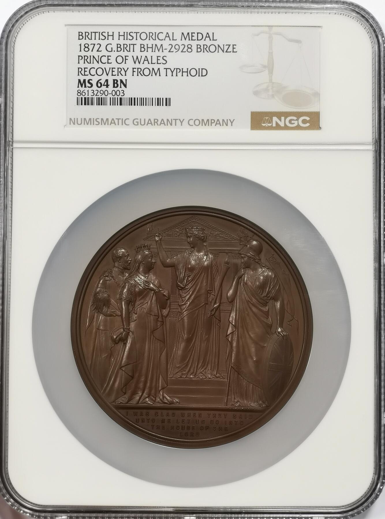 博洋堂世界钱币拍卖第156期（全场包邮） NGC MS64 英国1872年伦敦金融城大铜章 威尔士王子康复感恩纪念大铜章，发行量仅三四百枚