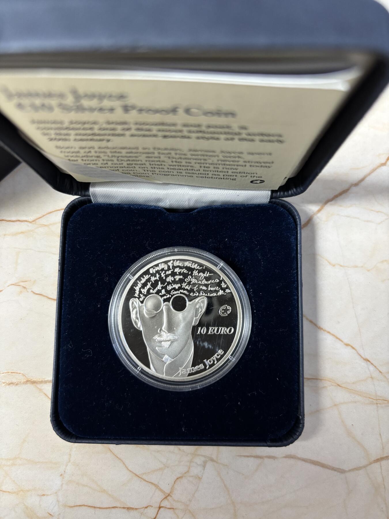 第187期拍卖 获奖币爱尔兰2013年欧洲之星作家詹姆斯乔伊斯银币，925银，28.28克，发行10000枚