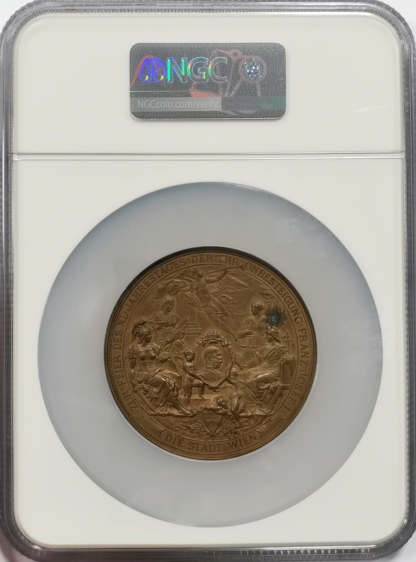 博洋堂世界钱币拍卖第156期（全场包邮） NGC MS62 奥地利1888年弗朗茨登基40周年纪念铜章，热门品种