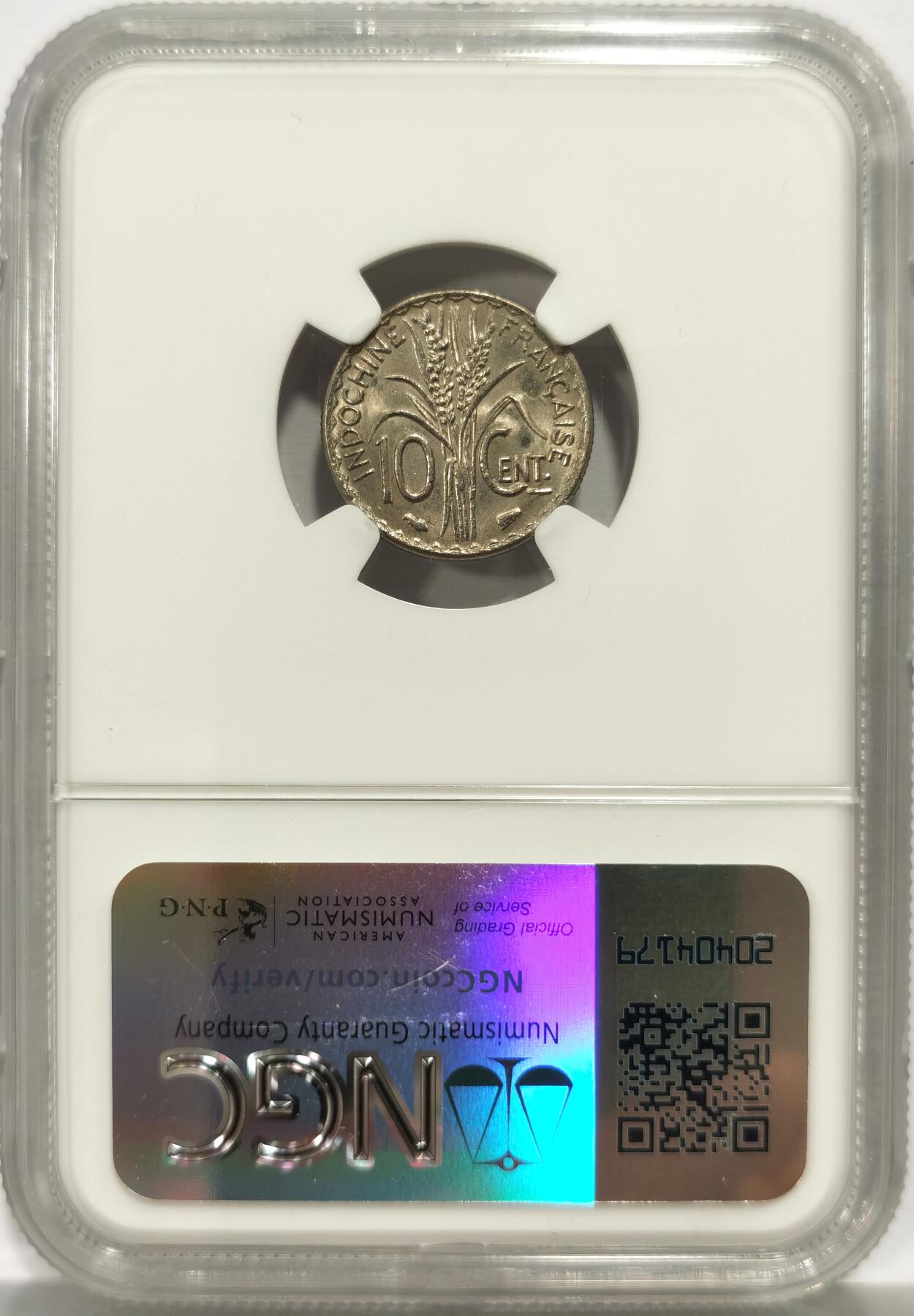 博洋堂世界钱币拍卖第156期（全场包邮） NGC MS65 法属印支1940年10分