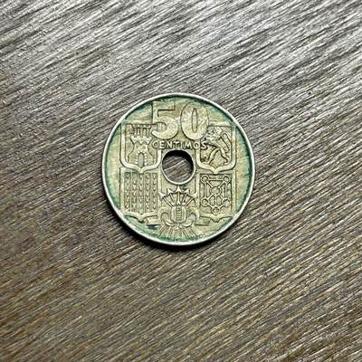 【铜匠收藏】★第135场★散币场，不寄存！！无佣金，30包邮。不满30元，支付5元运费。《接受代拍 代送NGC评级》 - 1949 （56）西班牙50分 镍币