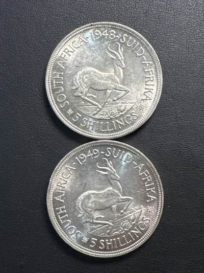 ❤️【币观天下】❤️ 第338期钱币拍卖- 2026.1.9周五晚上6点半场-长期征集拍品 - 南非1948-49年老银币2枚