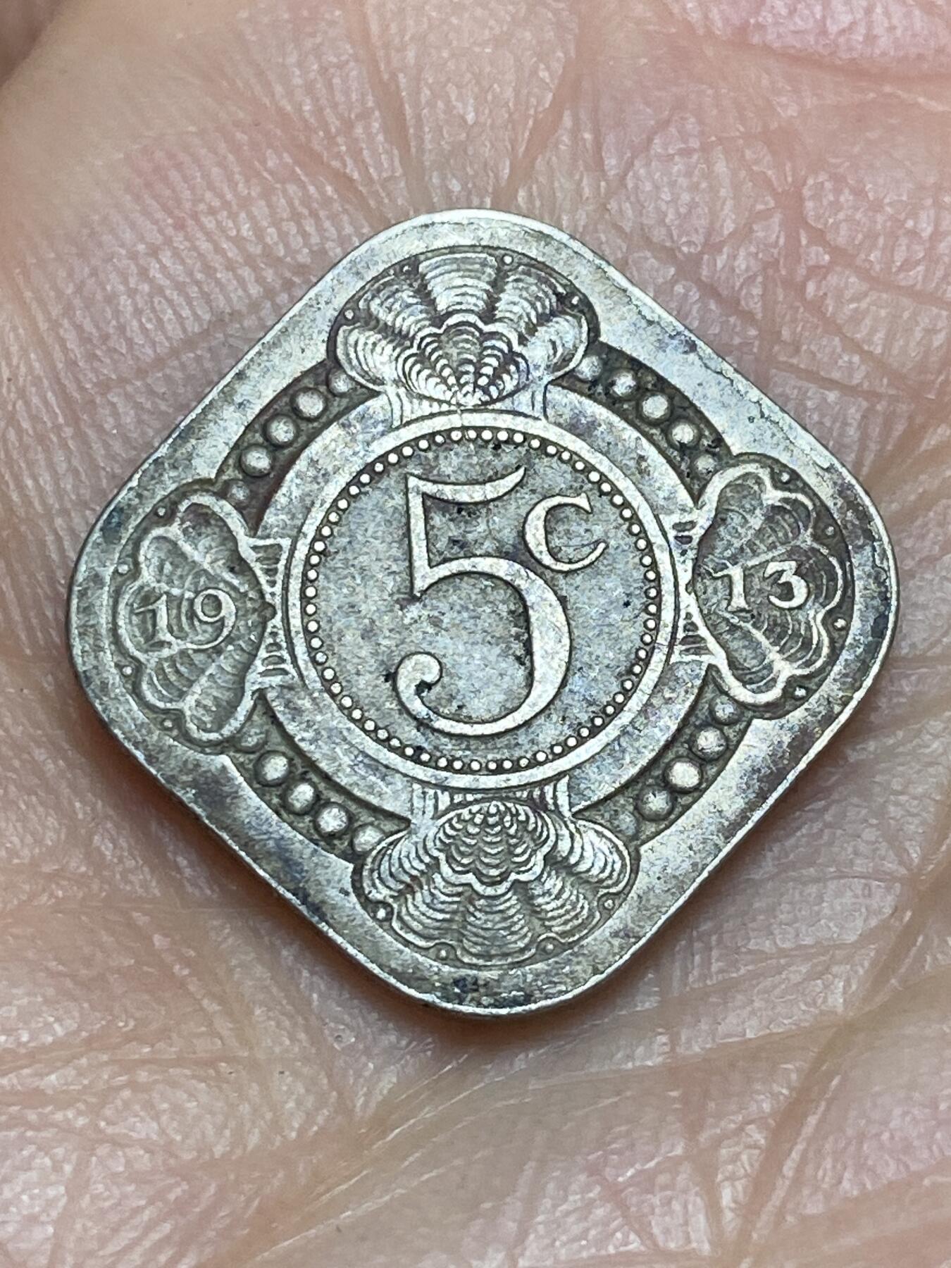 2026年第五场(总第一百七十四场）外国好品散币场(免佣金) 荷兰🇳🇱1913年5分(威廉明娜女王时期，第二版首发年)