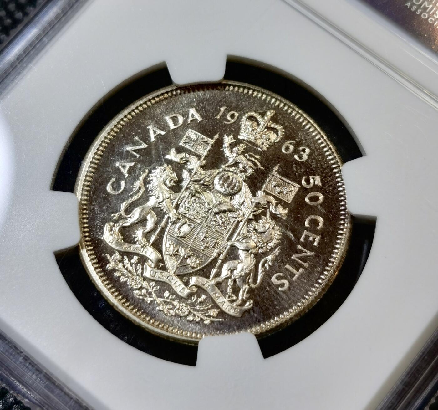 甄臻铺-世界币章拍卖（第46期）送拍享返佣金等优惠多多（1月10日精品场，敬请期待） NGC-PL66 1963年加拿大50分银币