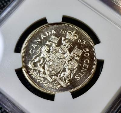 甄臻铺-世界币章拍卖（第46期）送拍享返佣金等优惠多多（1月10日精品场，敬请期待） NGC-PL66 1963年加拿大50分银币