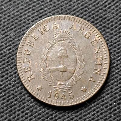 KK钱币收藏小铺  第399期  百期特拍（四拍之三）2月预留时间 周末发货 -  1945阿根廷2分铜币 退光状态