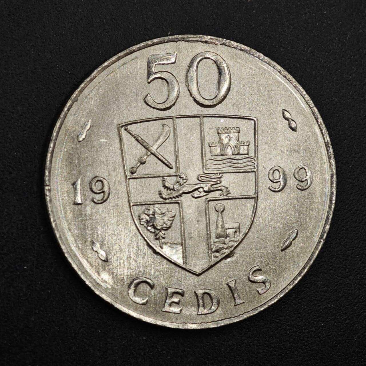 【淘币小摊】实时拍第八百四十三拍   散币场   满百包邮可预留二周 每周一统一发货   加纳1999年50赛蒂