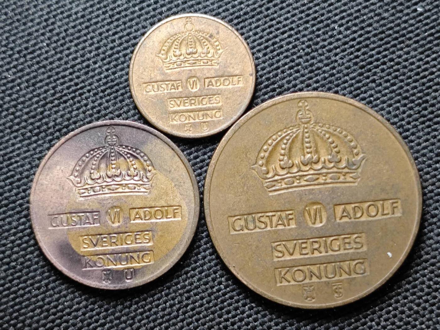 KK钱币收藏小铺  第387期  2月预留时间 周末发货  瑞典大小面值铜币一组