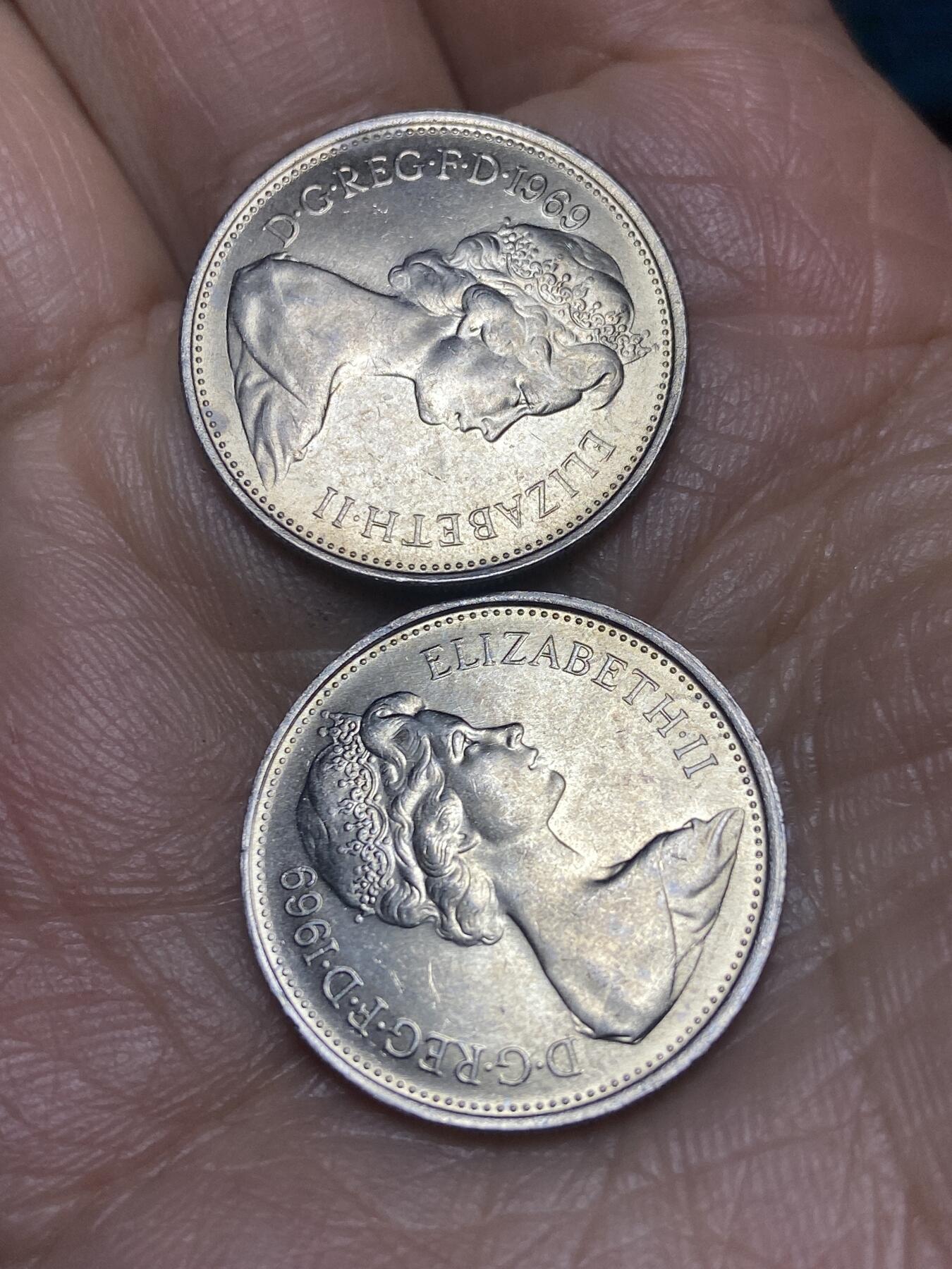 2026年第五场(总第一百七十四场）外国好品散币场(免佣金) 好品–英国🇬🇧5新便士2枚：1969年