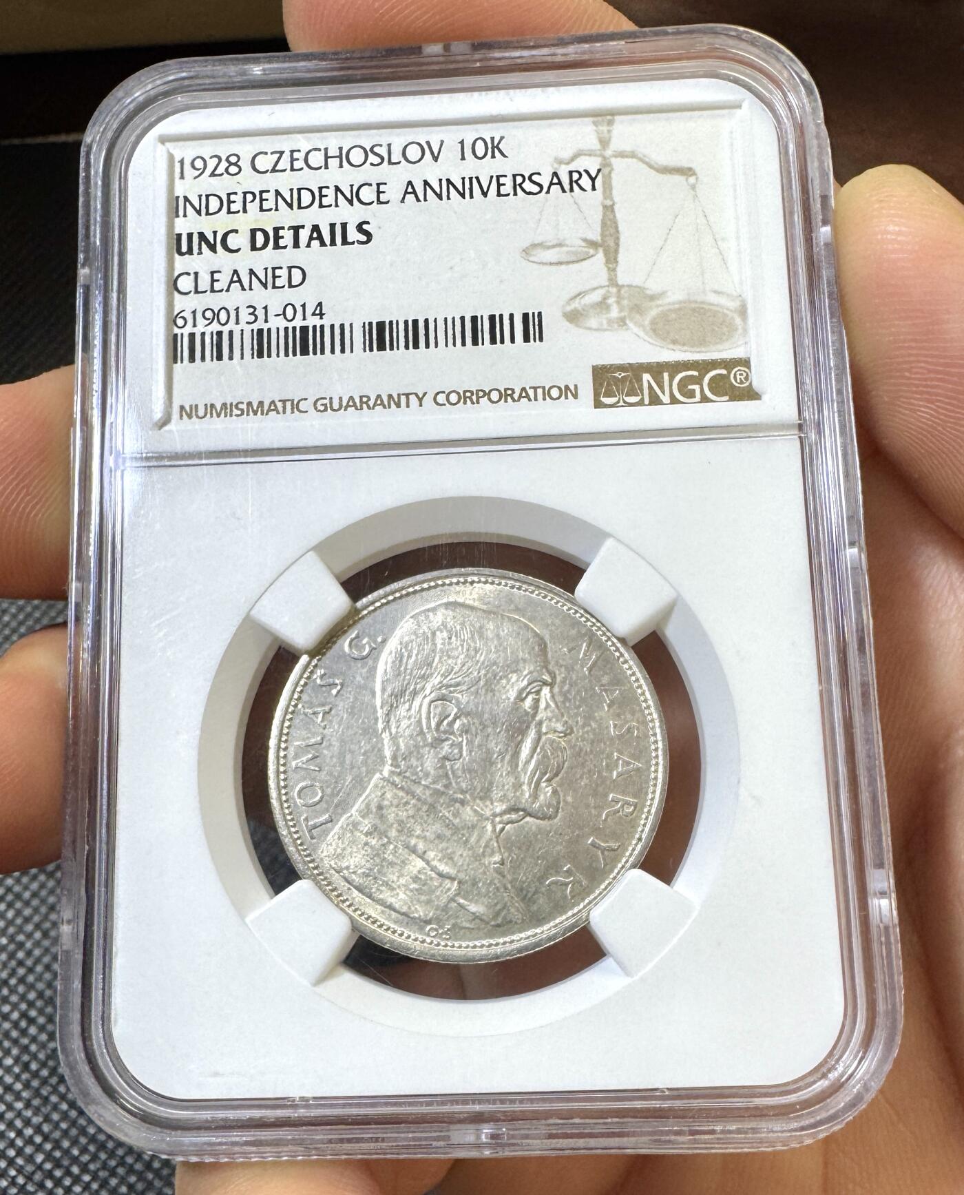 甄臻铺-世界币章拍卖（第46期）送拍享返佣金等优惠多多（1月10日精品场，敬请期待） NGC-UNCD 捷克斯洛伐克1928年10克朗银币 10克 700银